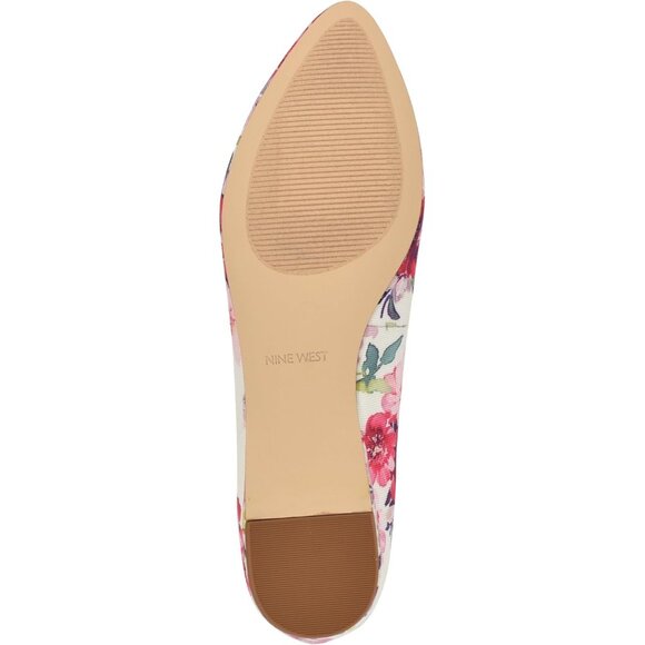 Nine West Women's Pink Tea Party Leather Closed Pointed Toe Ballet Flats Shoes - Picture 4 of 6